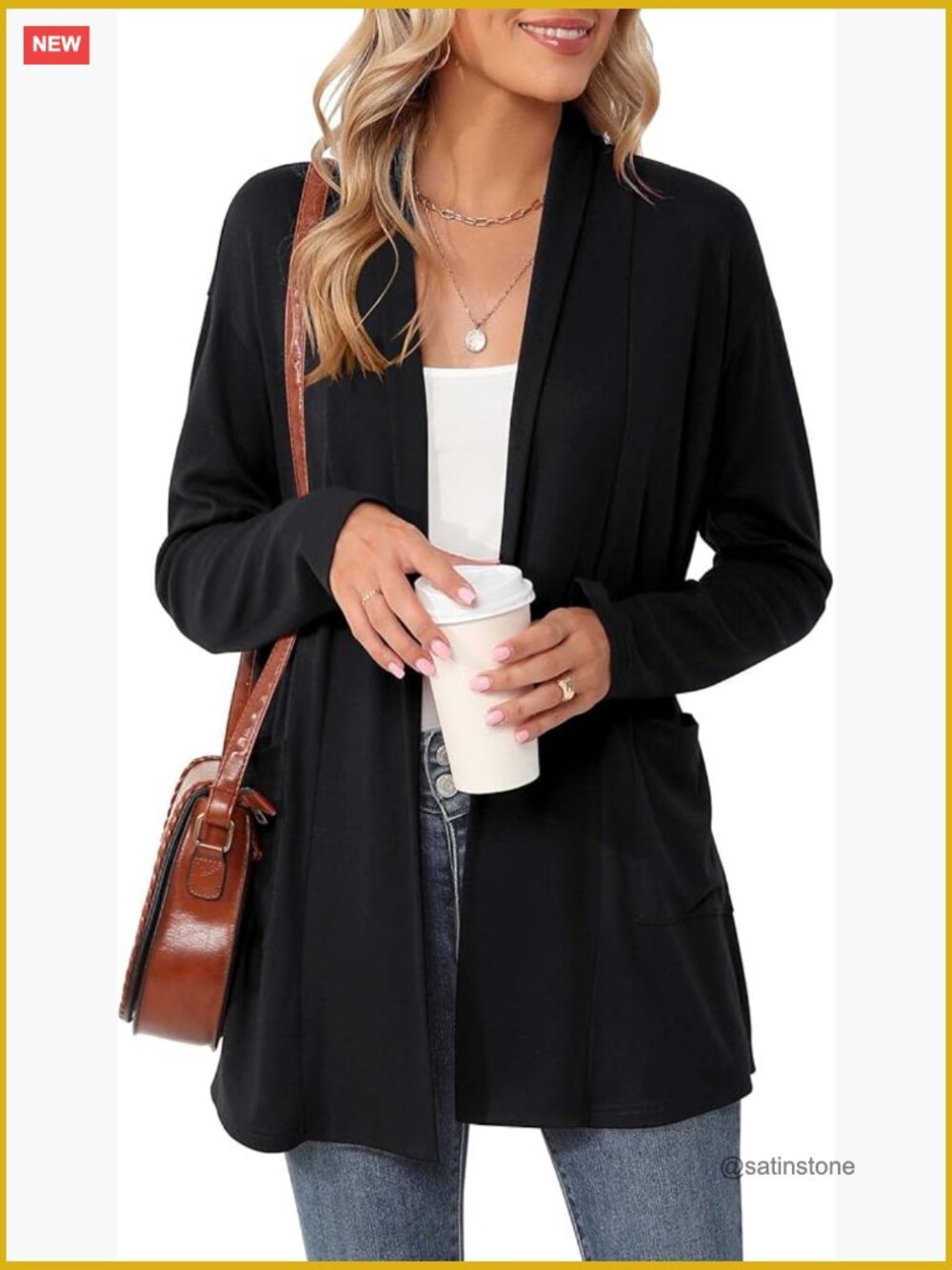 Long Sleeve Open Front Cardigan with Pockets Lightweight
